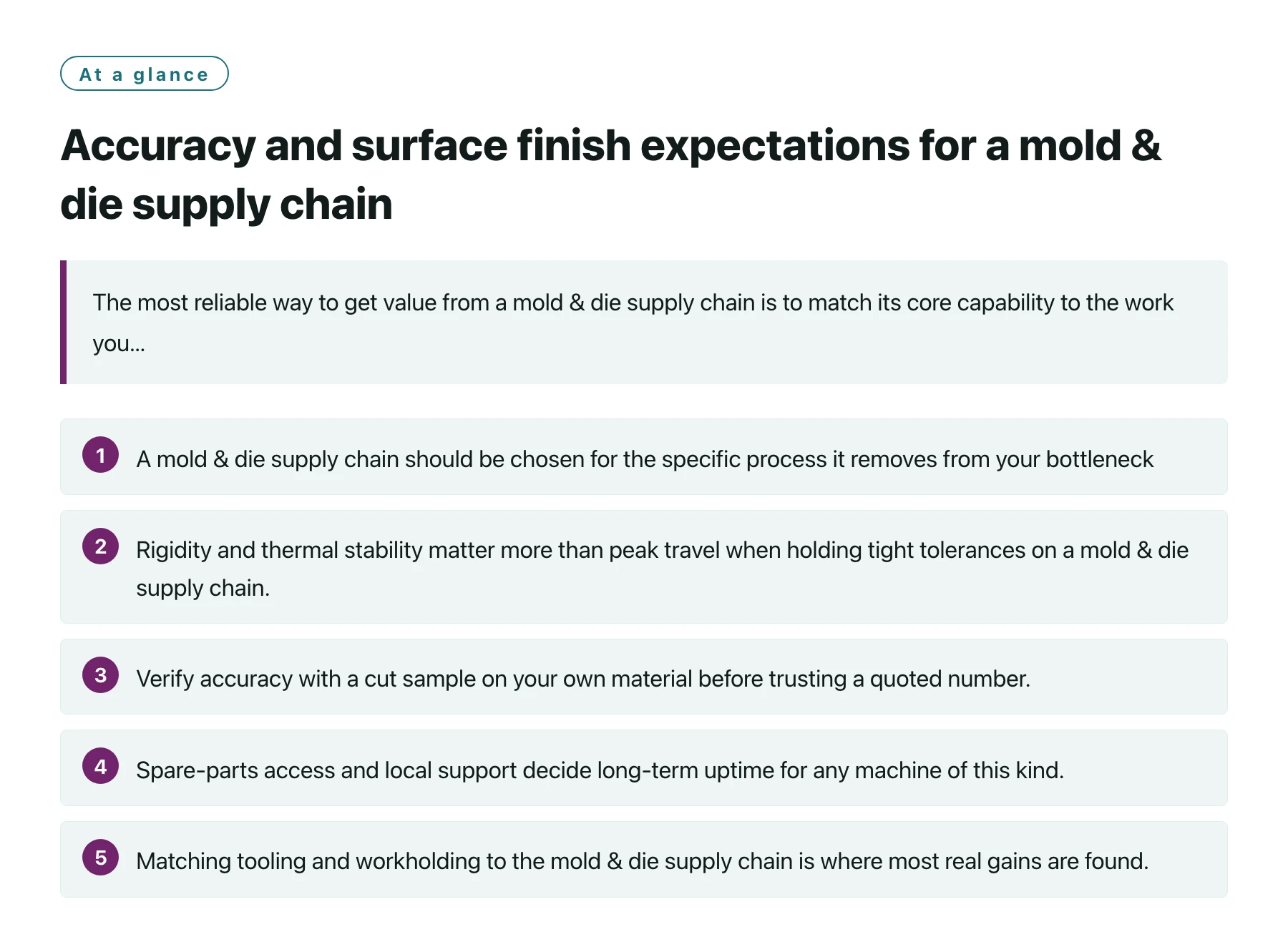 Accuracy and surface finish expectations for a mold & die supply chain——全文要点速览